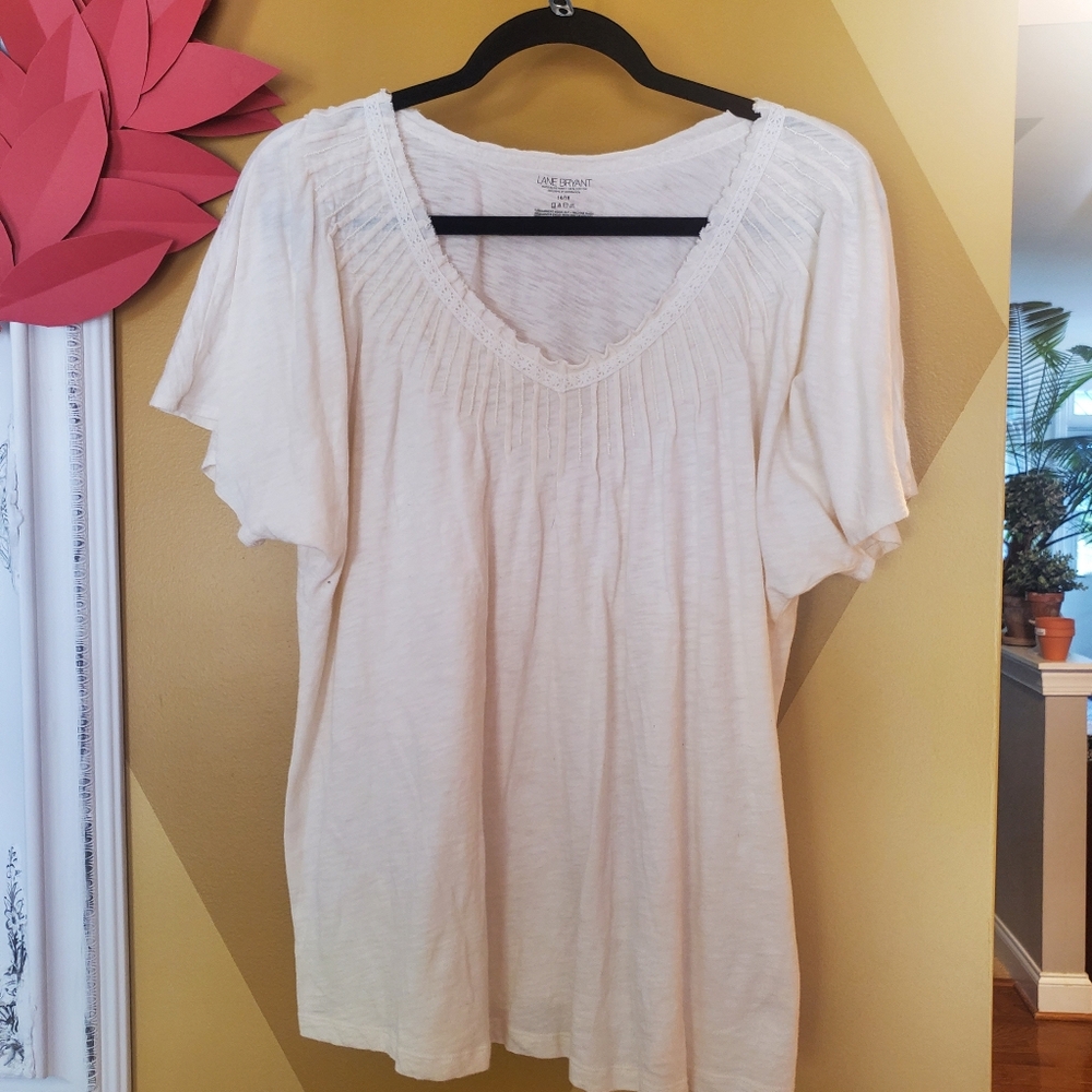 Lane Bryant Beige Short Sleeve shirt size 14/16